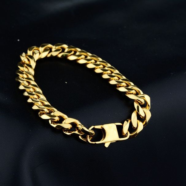 Trendy 10mm Cuban Titanium Steel Hot Selling Hip Hop Personality Versatile Fashion Men's Bracelet_ipsvogv.com