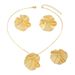Design a niche pastoral style pleated lotus leaf necklace ring set with personalized versatile earrings and jewelry_ipsvogv.com