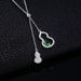 Cultivated emerald gourd pendant necklace S925 silver inlaid cultivated colored gem sweater chain_ipsvogv.com