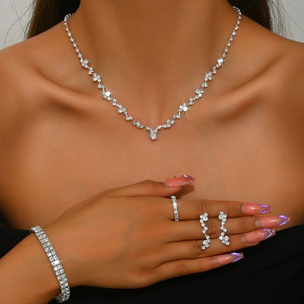Women’s Jewelry Set Fashion Hot Selling Necklace Bracelet Earring Ring Four Piece Set For Women All Match Gold, Silver And Rose Gold_ipsvogv.com