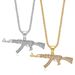 Hip Hop Jewelry Titanium Steel Gold Plated Diamond Inlaid AK47 Pendant Necklace_ipsvogv.com