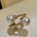 Cao Shi Simple Fashion Fried Dough Twists Double Bead Adjustable Japanese Delicate Classic Opening Ring Essential For_ipsvogv.com