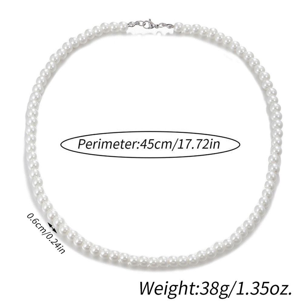 Personality Men's Pearl Necklace 6/8/10mm Hip Hop Punk Glass Pearl Necklace_ipsvogv.com