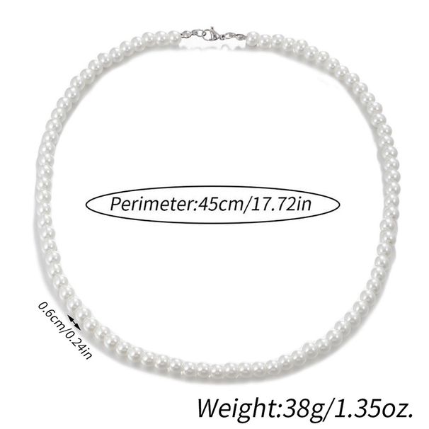 Personality Men's Pearl Necklace 6/8/10mm Hip Hop Punk Glass Pearl Necklace_ipsvogv.com