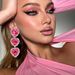 Fashionable and hot selling sweet pink heart pendant super fairy rhinestone earrings exaggerated jewelry_ipsvogv.com