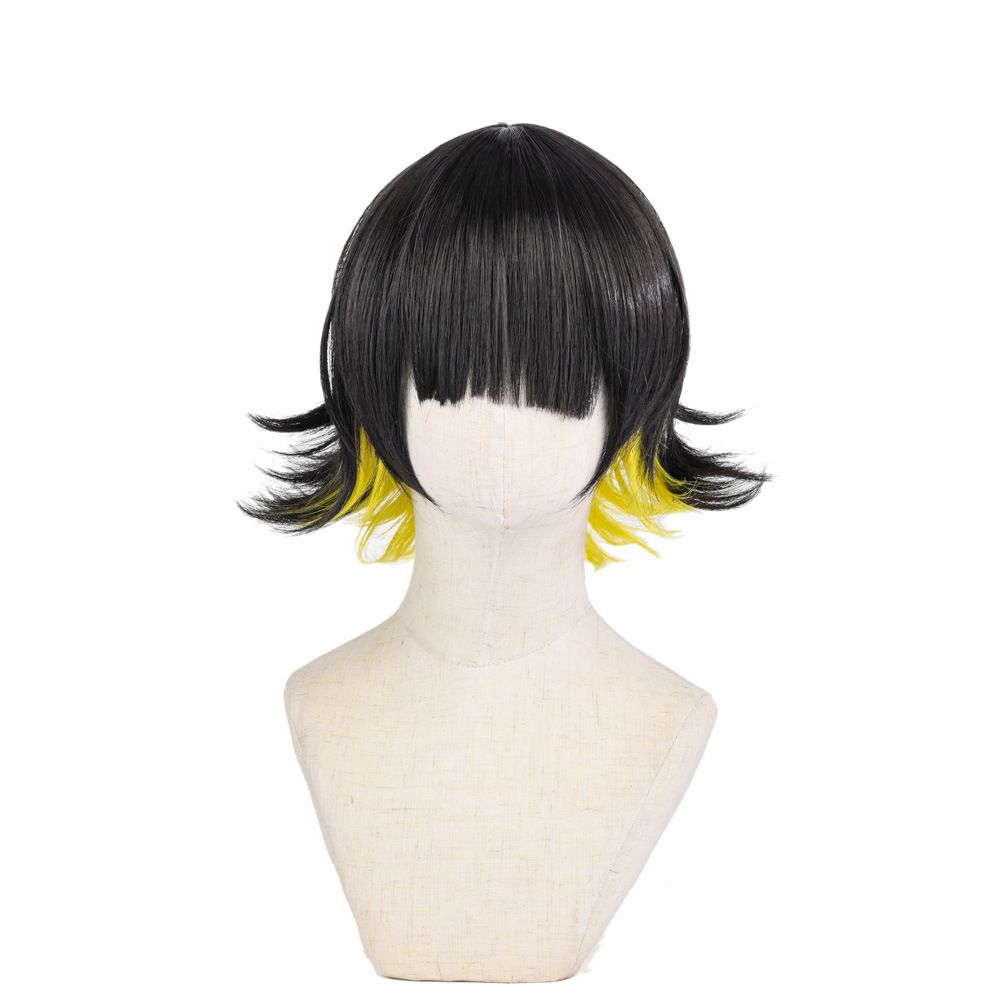 Yihair Blue Prison Fenglehui COS Short Hair Wig Reverse Curly Double Color Modeling Wig_ipsvogv.com