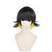Yihair Blue Prison Fenglehui COS Short Hair Wig Reverse Curly Double Color Modeling Wig_ipsvogv.com