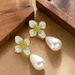 French Style Light Luxury Elegant High-end Feeling Drip Oil Flower Pearl Pendant Cute And Exquisite Face Slimming Silver_ipsvogv.com