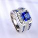 Sanjie's New Full Silver Alloy Inlaid With Blue Square Diamond Zircon Trendy Men's Ring_ipsvogv.com