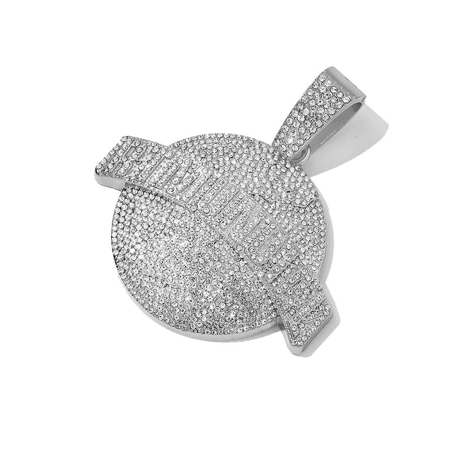 Alloy Full Diamond Pendant RTMUDIAL Hip Hop Style Cuban Round Brand Men's Necklace_ipsvogv.com