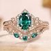 Sanjie Light Luxury Princess Crown Rose Gold Jewelry Inlaid Water Drop Grandmother Green Diamond Ring Female_ipsvogv.com