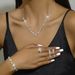 Minimalist Full Diamond Necklace Earrings Bracelet Ring Hot Sale Bride Bridesmaid Jewelry Four-Piece Set_ipsvogv.com