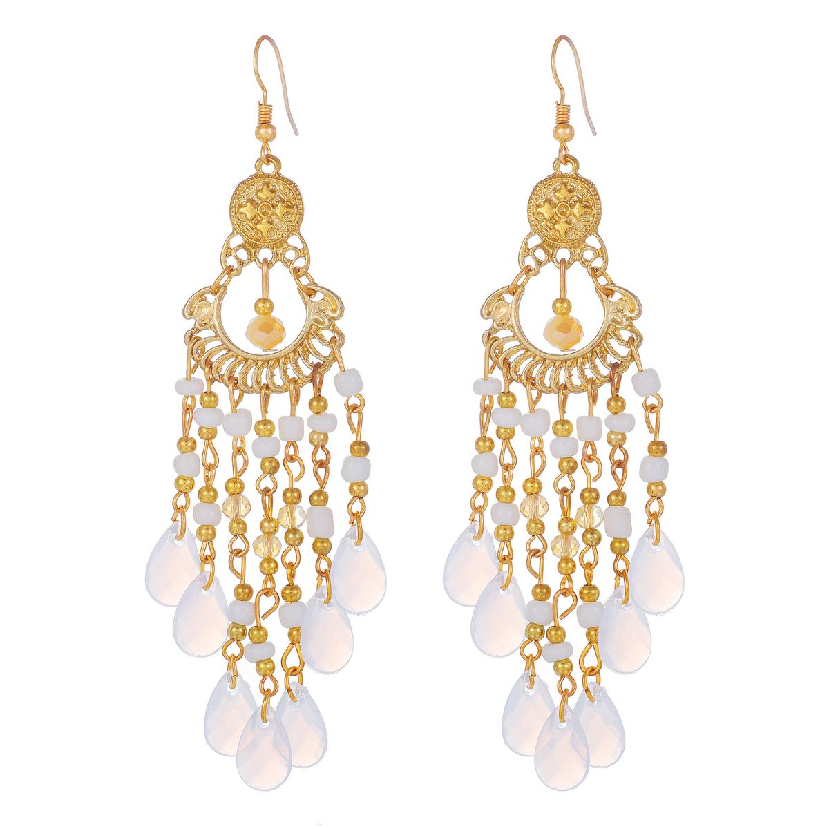 Women’s Jewelry Set Fashion Long Tassel Ethnic Style Earrings For Women Retro Design Slim Water Drop Hollow Exaggerated Tassel Earrings_ipsvogv.com