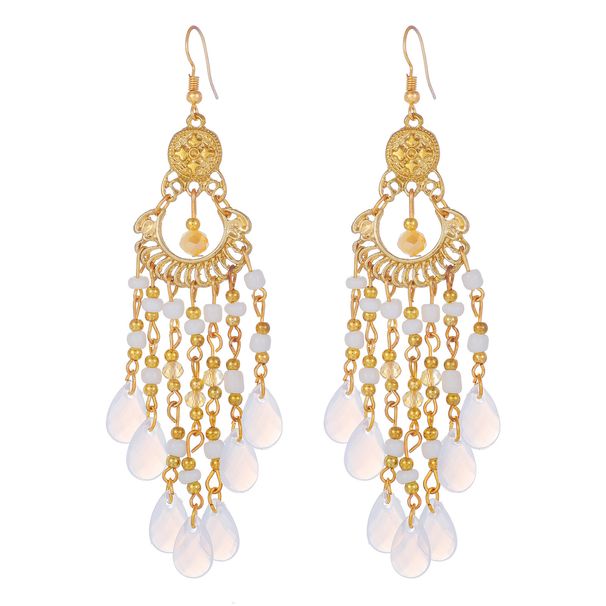 Women’s Jewelry Set Fashion Long Tassel Ethnic Style Earrings For Women Retro Design Slim Water Drop Hollow Exaggerated Tassel Earrings_ipsvogv.com