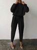 Women's loose solid color long-sleeved casual two-piece set_ipsvogv.com