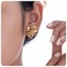 stainless steel plated four petal gold flower earrings for women fashion temperament retro creative personality earrings_ipsvogv.com