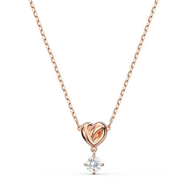 Romantic Twisted Heart Shaped Single Diamond Teardrop Earrings Necklace Love Knot Love Necklace_ipsvogv.com