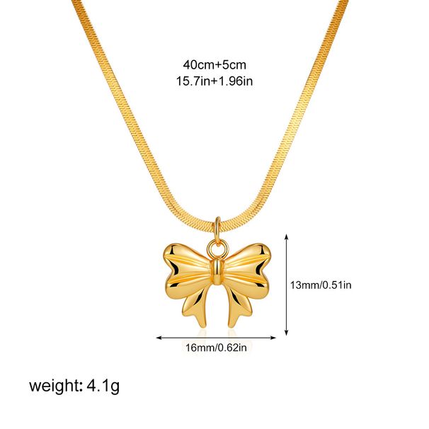 Gold Bowknot Necklace French Style Elegant Snake Light Luxury High-end Ribbon Knot Clavicle Chain_ipsvogv.com