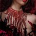 Fashion rhinestone tassel necklace sexy red full diamond multi layer versatile clavicle necklace_ipsvogv.com