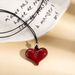 Autumn Winter Burgundy Ribbon Heart Bow Pendant Necklace Light Luxury Ancora Red Versatile Long Sweater Chain_ipsvogv.com