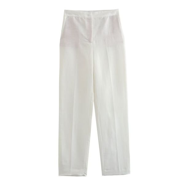 Women's Clothing Linen double-breasted women's blazer + vest and vest + linen straight pants suit_ipsvogv.com