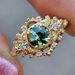 Sanjieins Electroplated Gold Niche Women's Green Zircon Ring, Light Luxury High-end Feeling Index Finger Ring_ipsvogv.com
