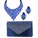 Light luxury water drop crystal gem necklace earrings bag three piece set evening jewelry set handbag_ipsvogv.com