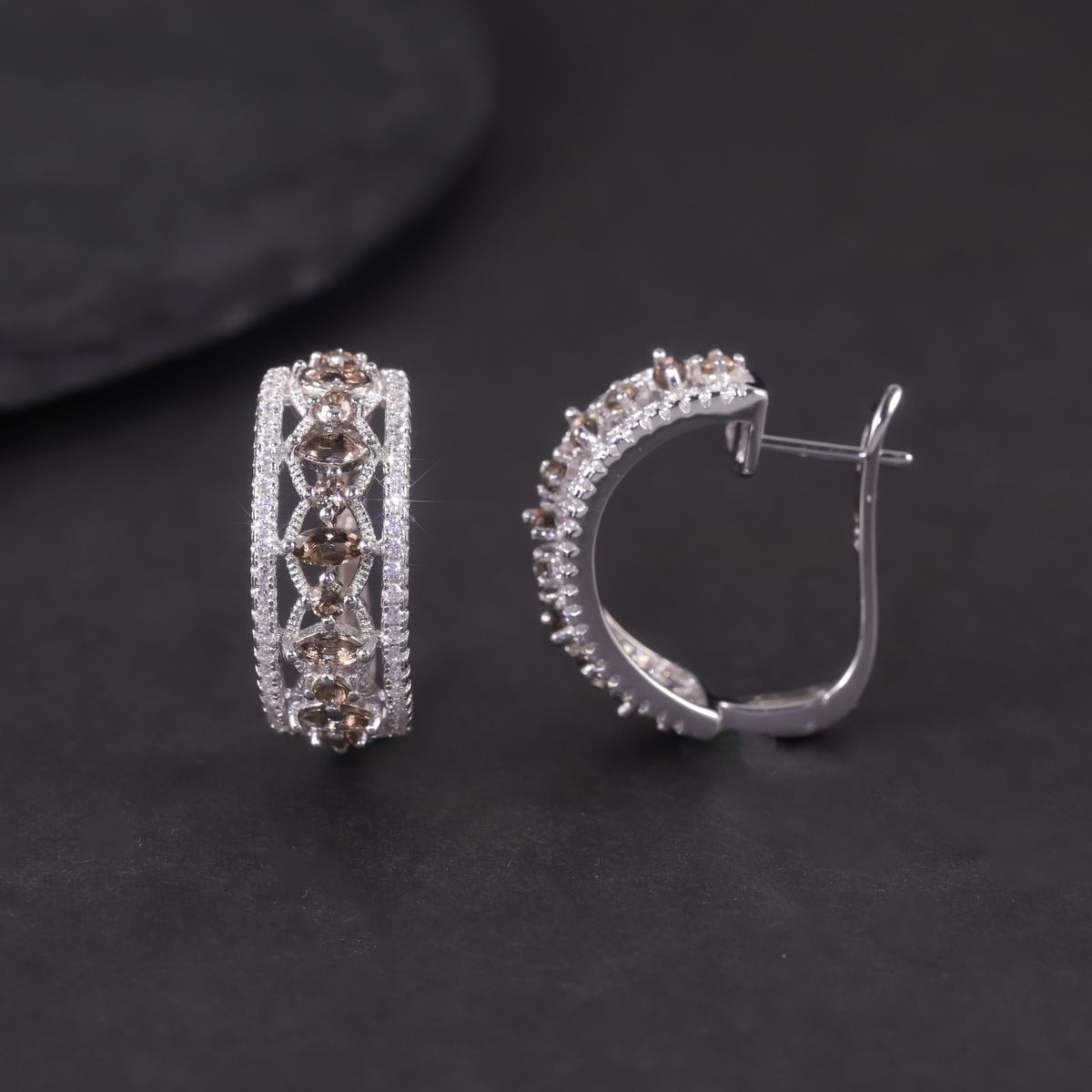 Unique Exquisite Natural Topaz Earrings S925 Sterling Silver Cluster Inlaid Crystal Garnet Colored Gemstone Earrings For Women_ipsvogv.com