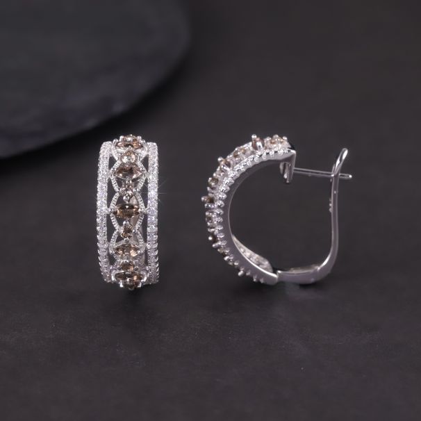 Unique Exquisite Natural Topaz Earrings S925 Sterling Silver Cluster Inlaid Crystal Garnet Colored Gemstone Earrings For Women_ipsvogv.com