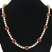 Hip hop personality peach heart red diamond patchwork necklace accessories trendy men and women's love neck collarbone_ipsvogv.com