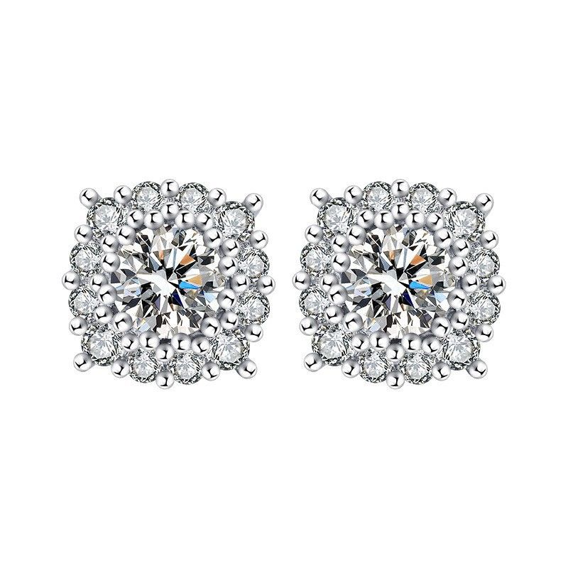 Live broadcast round square bag four high carbon diamond female ins heart shaped pure silver needle 5A zircon six claw_ipsvogv.com