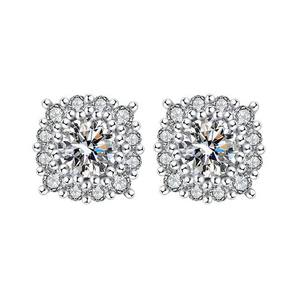 Live broadcast round square bag four high carbon diamond female ins heart shaped pure silver needle 5A zircon six claw_ipsvogv.com