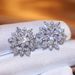 Cao Shi's new luxury sunflower double zircon women's Earrings Fashion Women's COPPER EARRINGS accessories_ipsvogv.com