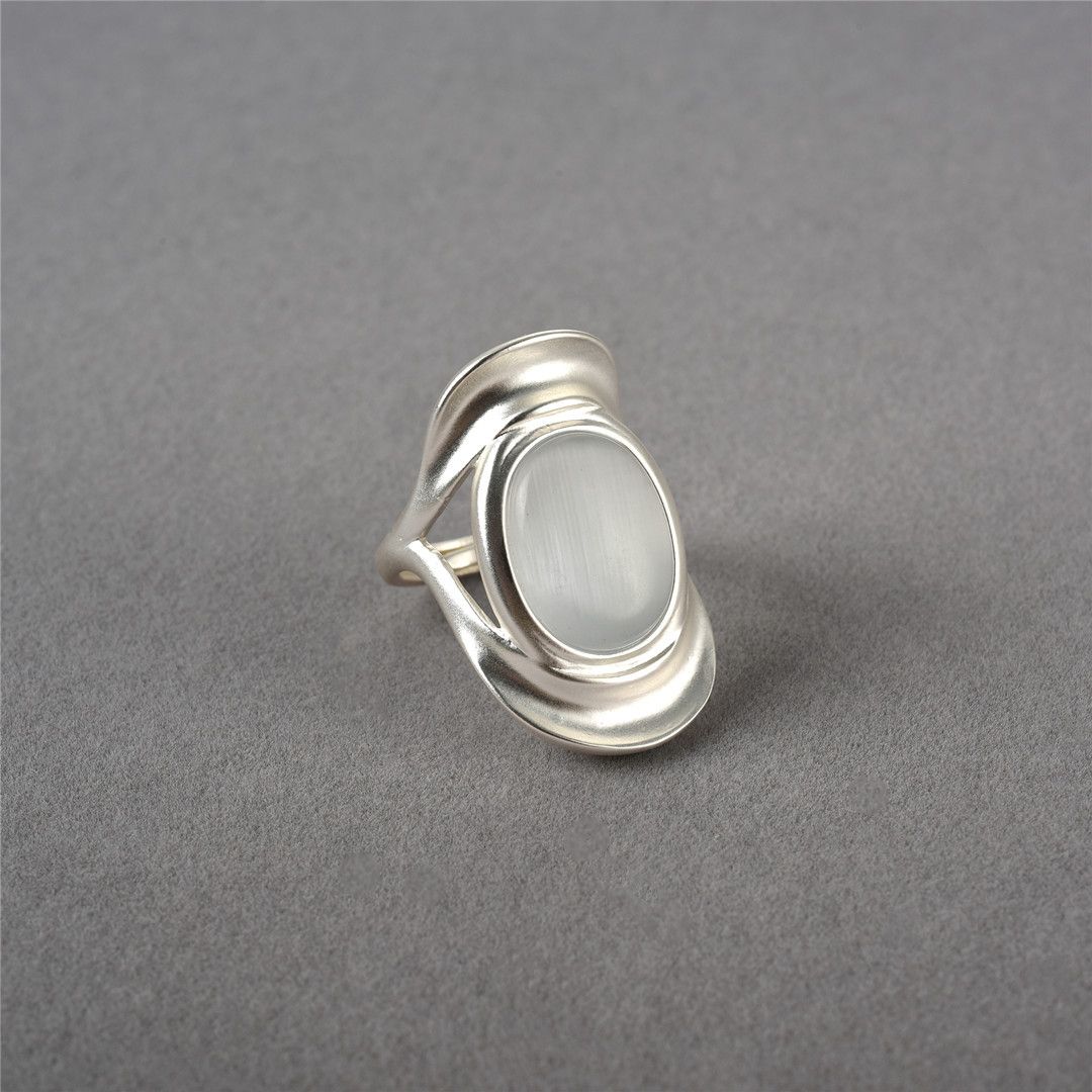 New Niche Veil With Frosted Texture And Cat's Eye Stone Opening, Adjustable Ring, Unique Personality, Trendy Ring For_ipsvogv.com