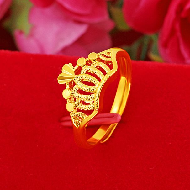 Opening Car Flower Brass With Plated Ring, Vietnamese Sha Jin Women's Gold Ring_ipsvogv.com