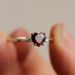 Three Heroes Set Heart Shaped Pigeon Blood Red Garnet Ring, Cute And Sweet, Rose Gold Plated Diamond Ring For Women_ipsvogv.com