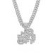 Wind exaggeration full diamond letter pendant necklace jewelry trend men's Cuban bone chain accessories_ipsvogv.com