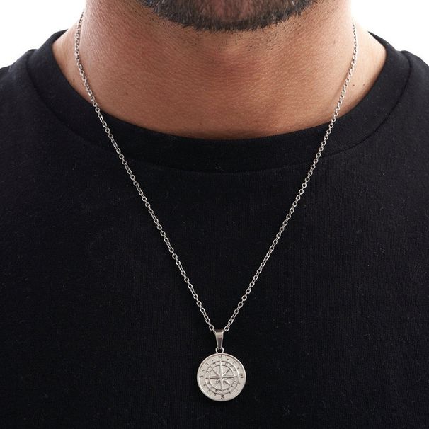 Compass Necklace, Men's Hot Selling Travel Sailing Pendant, Double-layer Chain, Hip-hop Popular And Accessories_ipsvogv.com