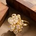 Korean Version Of Super Fairy Exquisite And Timeless Fashionable Diamond Inlaid Flower Opening Adjustable Ring For_ipsvogv.com