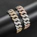 Unisex Hip Hop Bracelet 20mmT Square Diamond Mixed Inlaid Cuban Chain Two Color Rose Gold Men's Personality Trend Hip Hop_ipsvogv.com