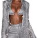 Women's Clothing 2024 new solid color sequins fashionable sexy casual shirt underwear straight pants three piece set_ipsvogv.com