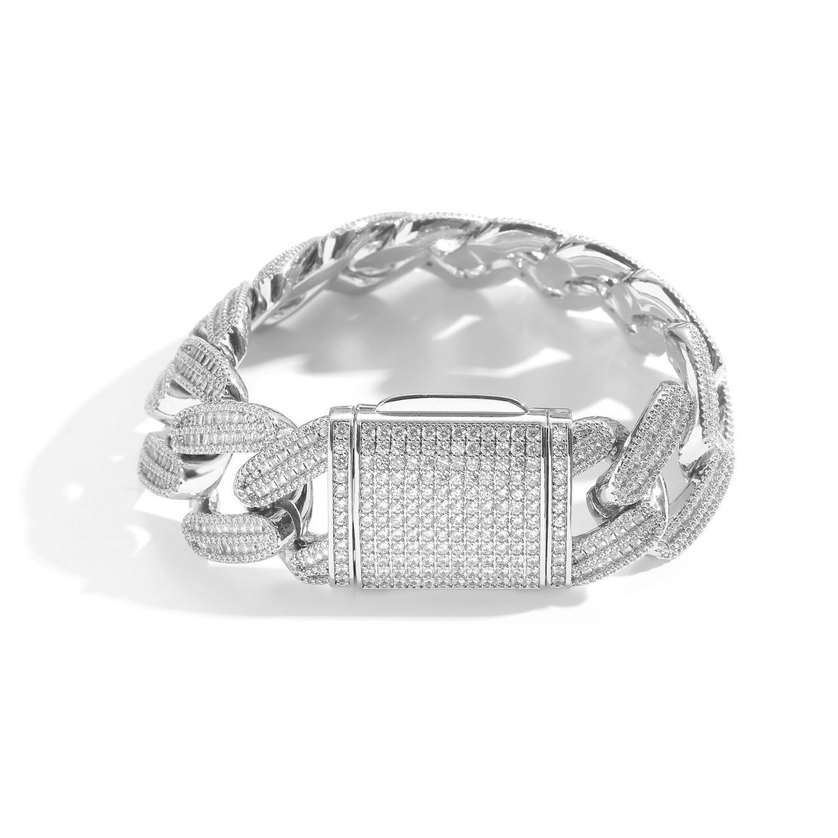 Unisex 26mm Heavy T Square Zircon Cuban Chain Trendy Brand Hip Hop Handsome Clavicle Chain Jewelry Men's Bracelet_ipsvogv.com