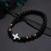 Cross Tiger Stone Beaded Bracelet For Men, Trendy Hip-Hop Niche High-End Feel, Simple Turquoise Hand Jewelry_ipsvogv.com