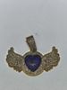 Hip Hop Rap Trendy Creative Pink Angel Wing Pendant Blue Diamond Love Men's Necklace_ipsvogv.com