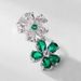 Flower Cultivated Emerald Earrings S925 Silver Inlaid Cultivated Colored Gemstone Earrings Set Fashion_ipsvogv.com
