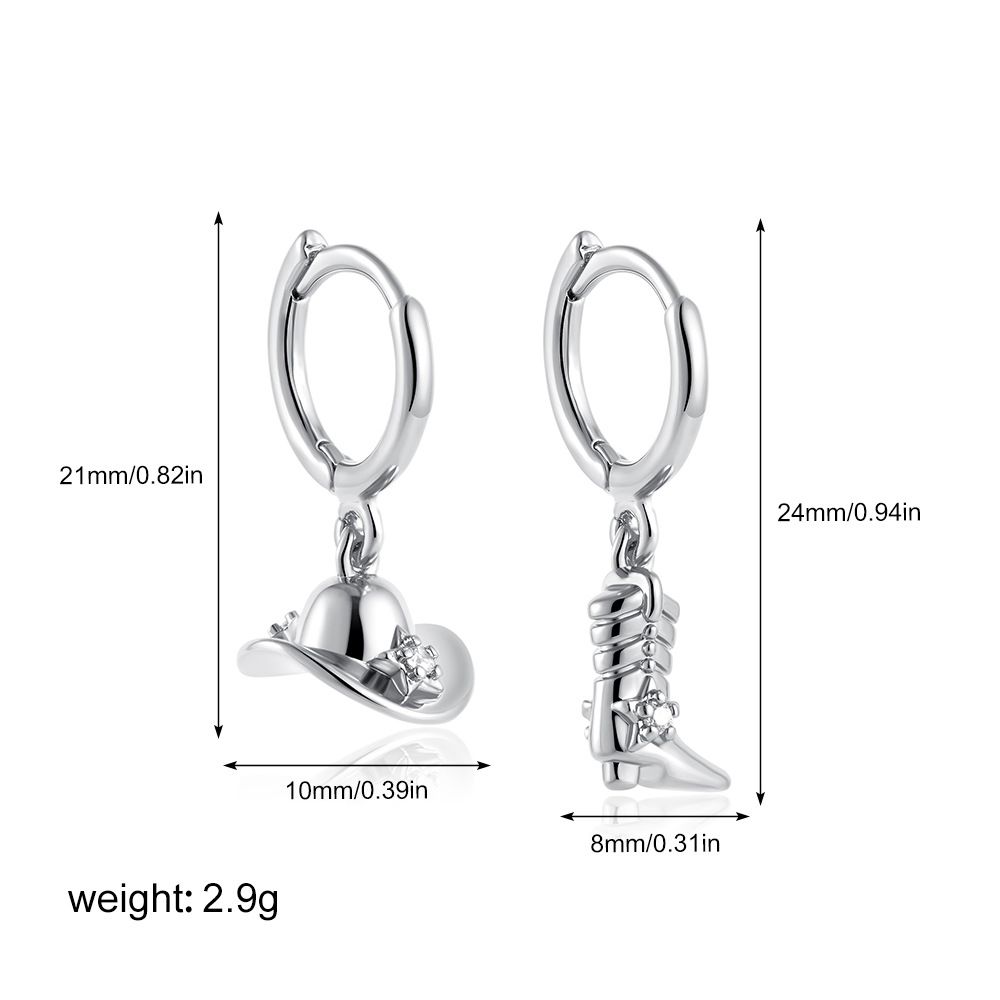 Women’s Jewelry Set Fashion Gold Cowboy Boots Hat Zircon Earrings Asymmetrical Pendant Earrings_ipsvogv.com