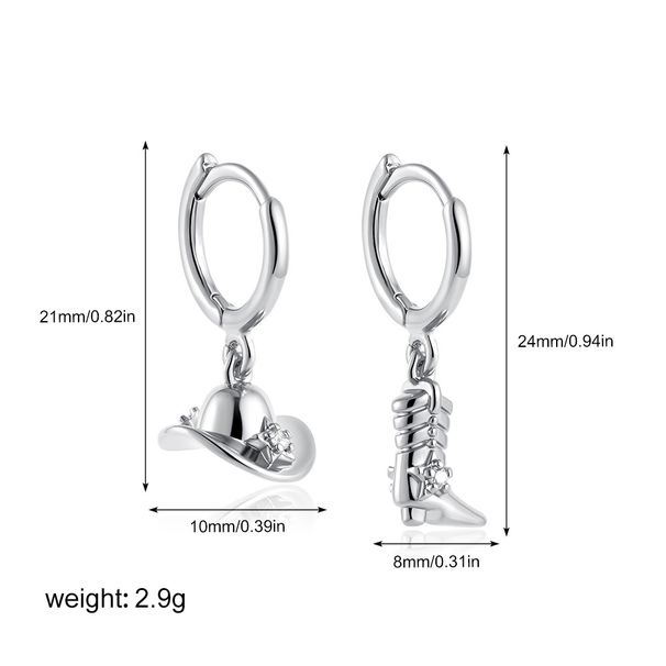 Women’s Jewelry Set Fashion Gold Cowboy Boots Hat Zircon Earrings Asymmetrical Pendant Earrings_ipsvogv.com
