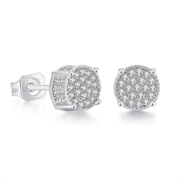 Unisex popular full diamond hip hop men's earrings zircon micro inlaid color separated electroplated round earrings_ipsvogv.com