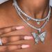 Micro-inlaid full-diamond alloy butterfly pendant accessories bloggers hot push trend Butterfly necklace accessories choker_ipsvogv.com