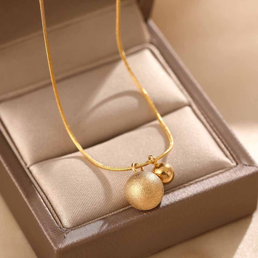 Matte Round Bead Necklace For Women, New Titanium Steel Color Not Fading, Light Luxury Niche Design, Collarbone Chain,_ipsvogv.com